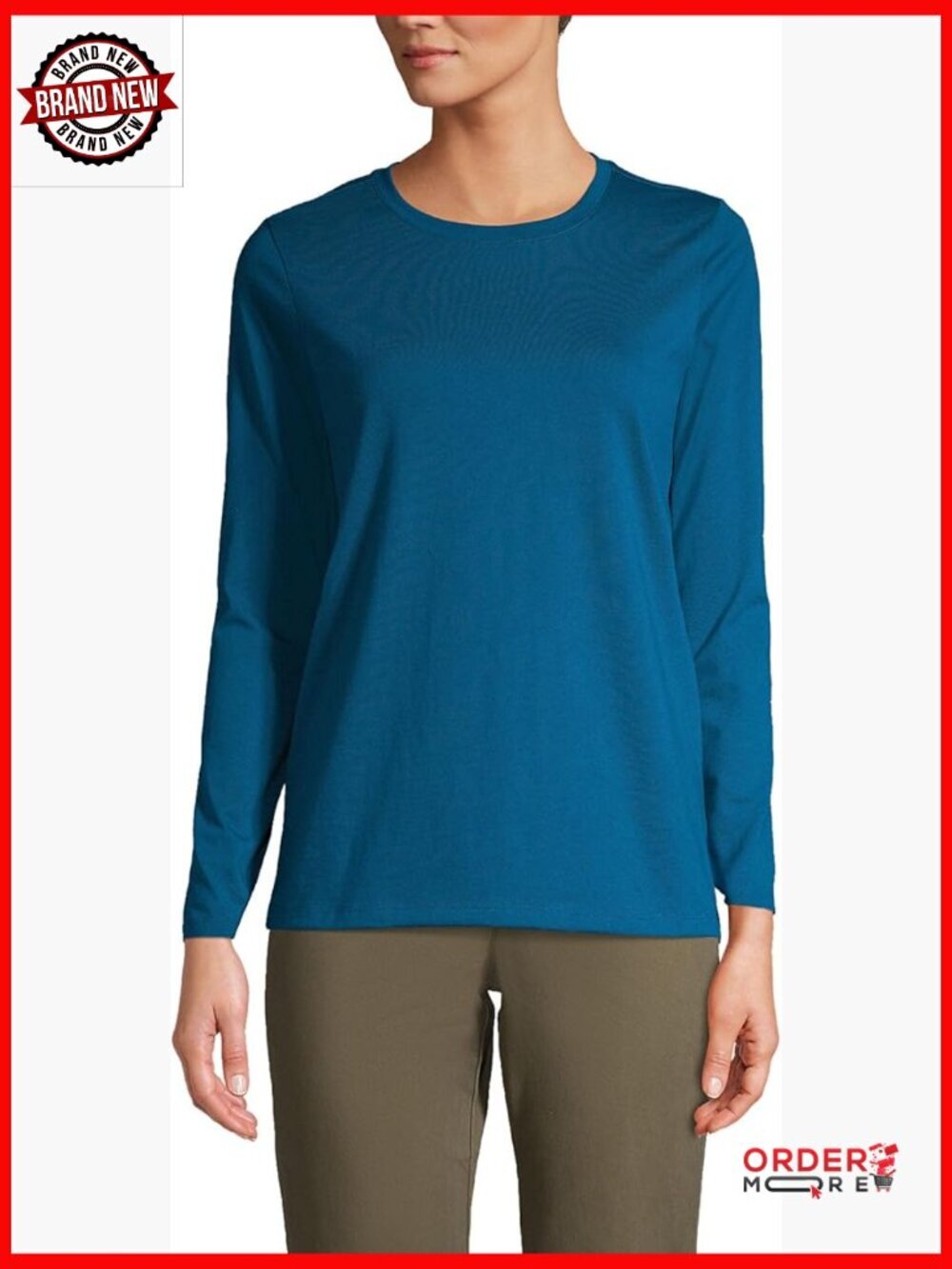 Supima Cotton Long Sleeve Crew Neck Tee, Relaxed Fit T-Shirt, Lightweight Soft